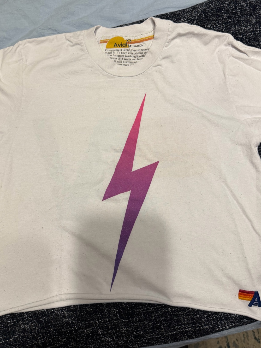 2 sided Aviator Nation white tee with pink